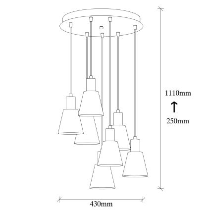 KEM Hanglamp 7xE27/40W/230V Goud