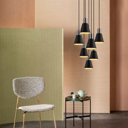 KEM Hanglamp 7xE27/40W/230V Zwart