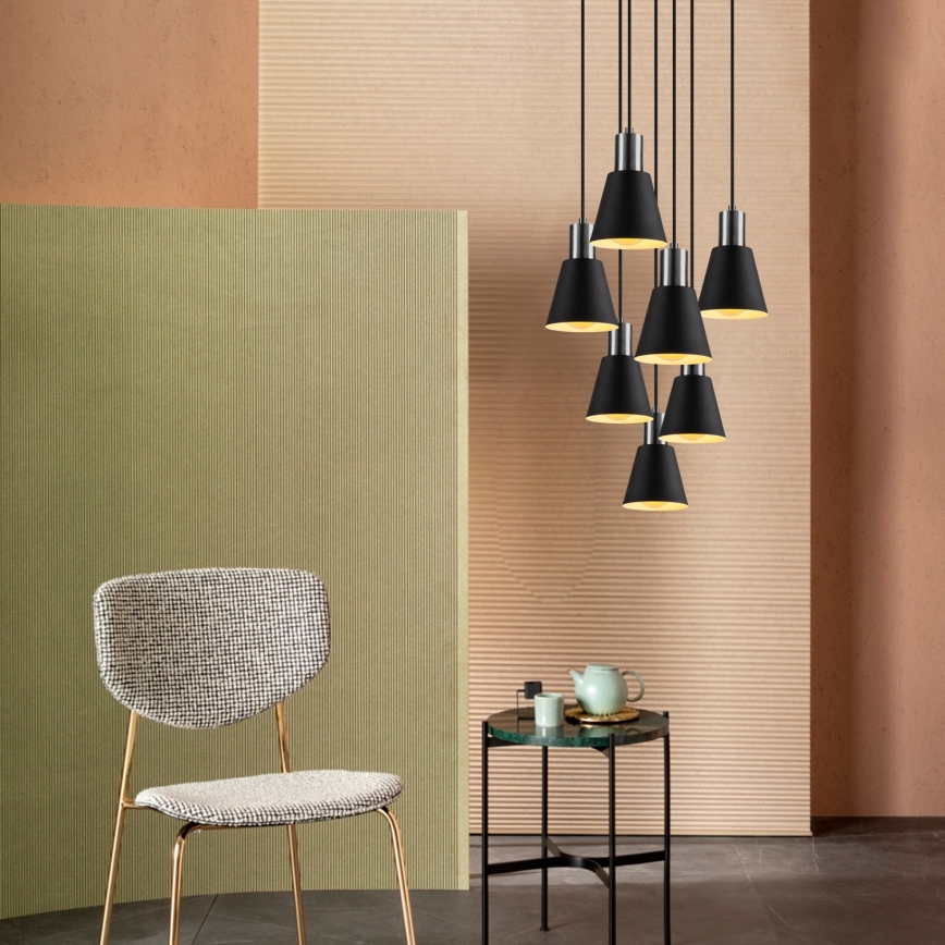 KEM Hanglamp 7xE27/40W/230V Zwart