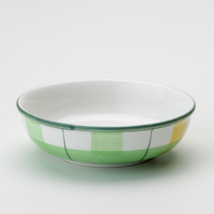 Keramiek compote kom 13 cm groen wit