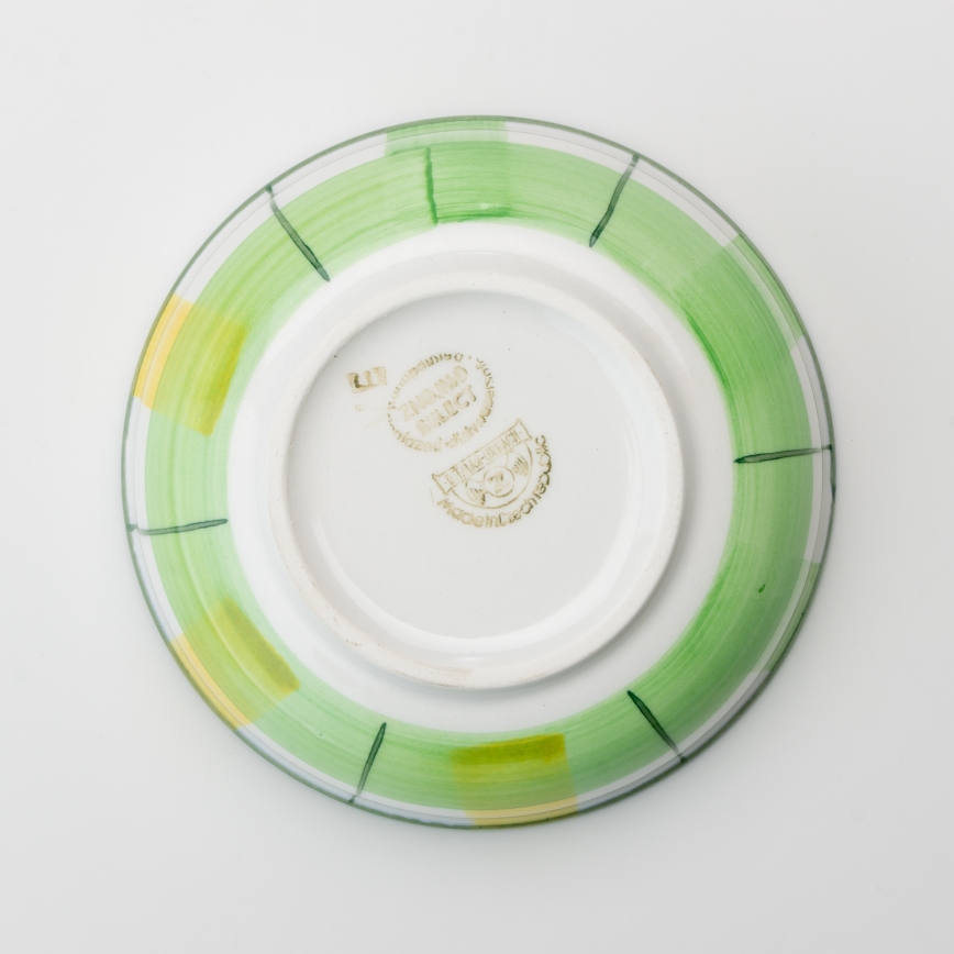 Keramiek compote kom 13 cm groen wit