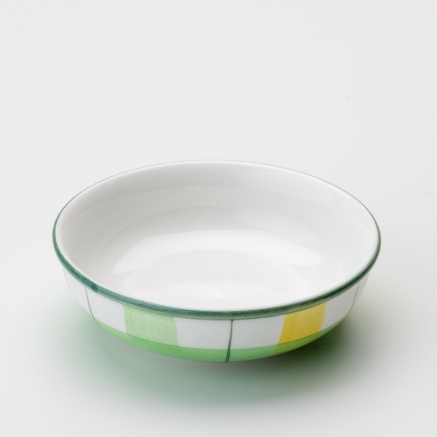 Keramiek compote kom 13 cm groen wit