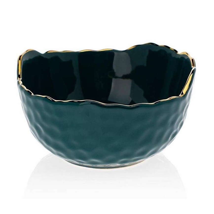 Keramiek schaal TIGELLA 13 cm groen/goud