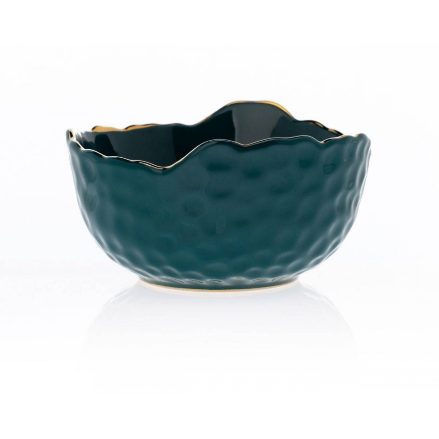 Keramiek schaal TIGELLA 13 cm groen/goud