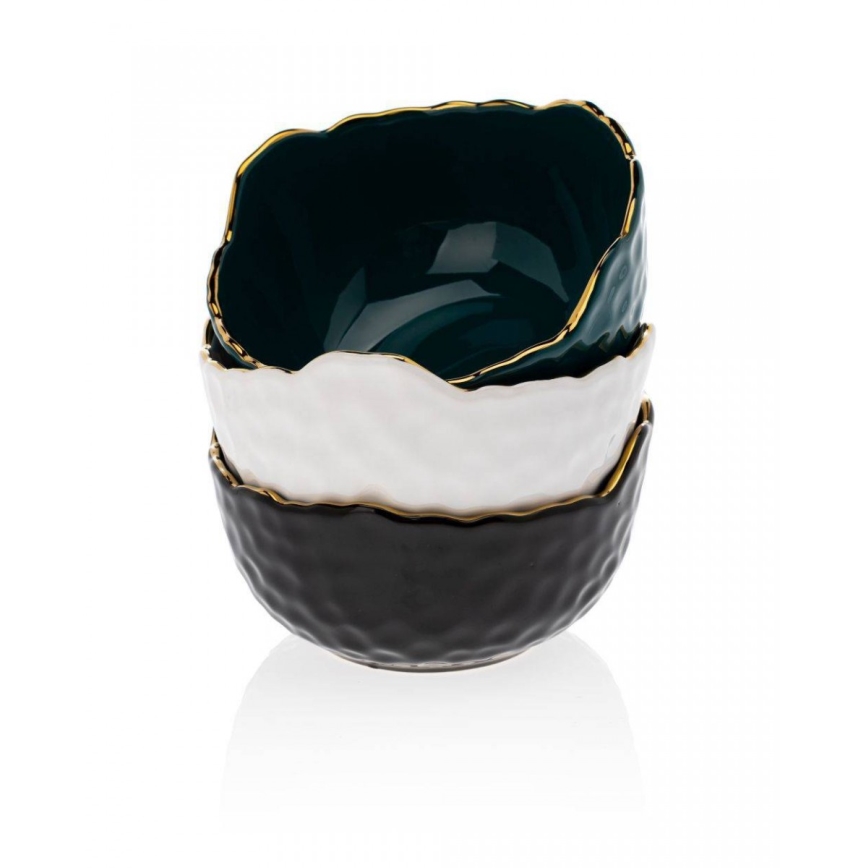 Keramiek schaal TIGELLA 13 cm groen/goud