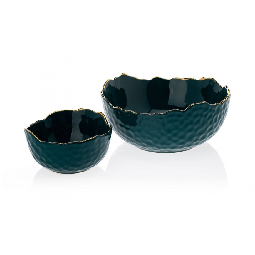 Keramiek schaal TIGELLA 13 cm groen/goud