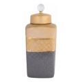 Keramische bewaarpot 30x14,5x14,5 cm grijs/goud