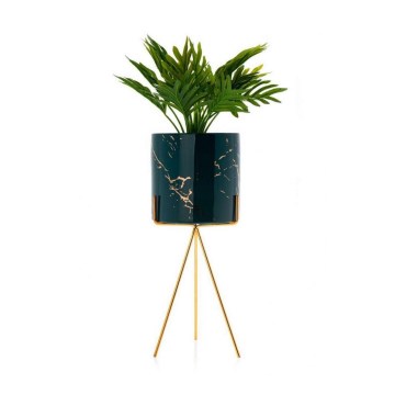 Keramische Bloempot EMMA 28,3x11 cm groen/goud