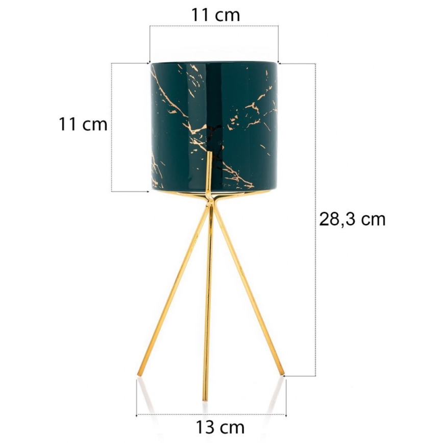 Keramische Bloempot EMMA 28,3x11 cm groen/goud