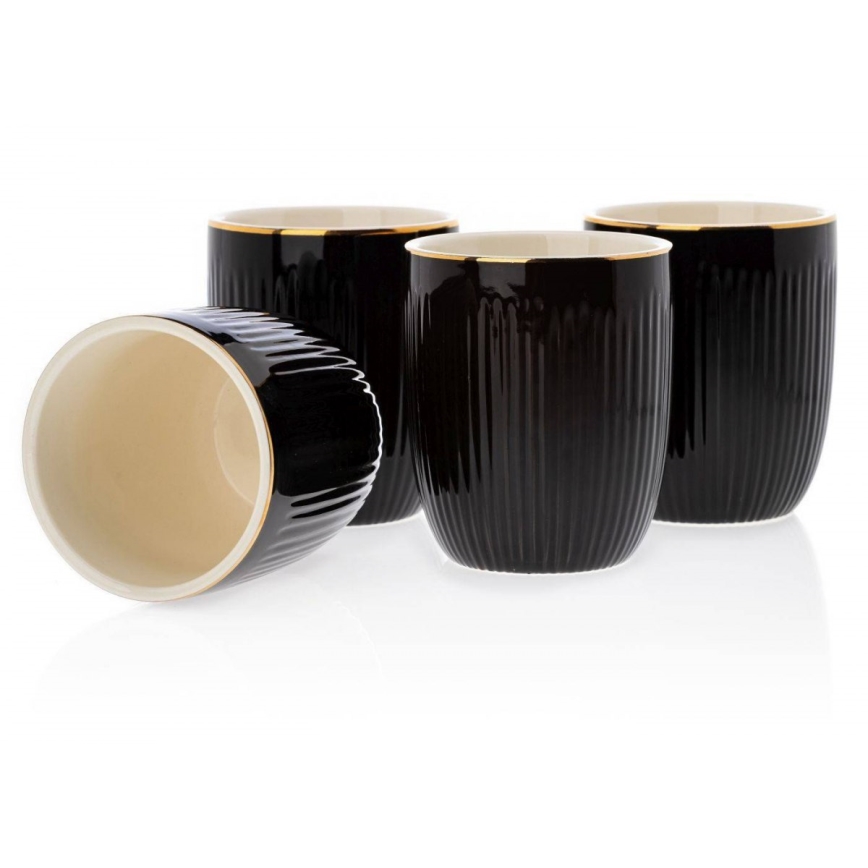 Keramische set met kopjes, karaf en dienblad KENDI zwart