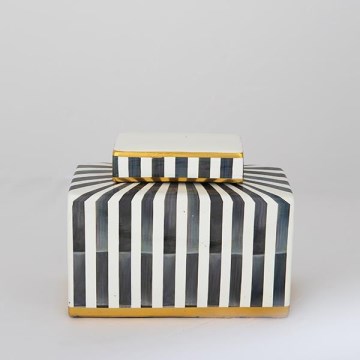 Keramische pot 20,5x16x9 cm blauw/wit/zwart