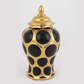 Keramische pot 27,6x15 cm goud/zwart