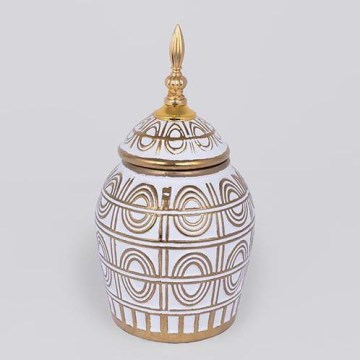Keramische pot 28x15 cm goud/wit