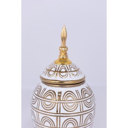 Keramische pot 28x15 cm goud/wit