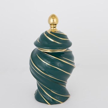 Keramische pot 30x17 cm goud/groen