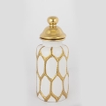 Keramische pot 31x12,5 cm goud/wit