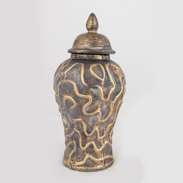 Keramische pot 33,5x16 cm goud/grijs