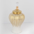 Keramische pot 35x17,5 cm goud/wit