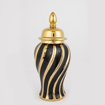 Keramische pot 36,5x16 cm goud/zwart