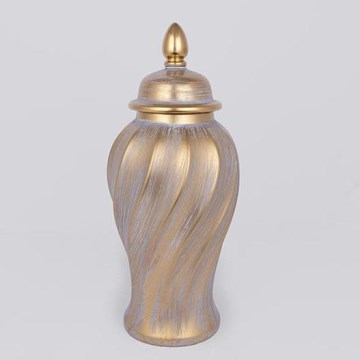 Keramische pot 40,8x17,5 cm goud/grijs