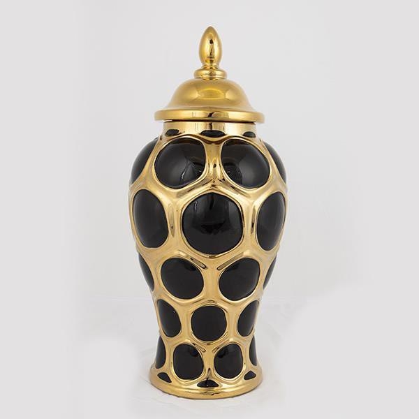 Keramische pot 40x17,7 cm goud/zwart