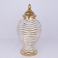 Keramische pot 42,2x21,1 cm goud/wit