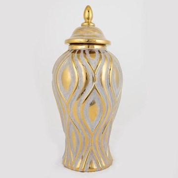 Keramische pot 42,6x18,8 cm goud/zilver