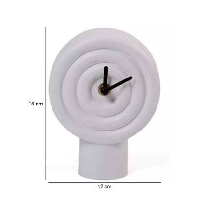 Keramische tafelklok 16 cm, 1x AA-batterij, wit