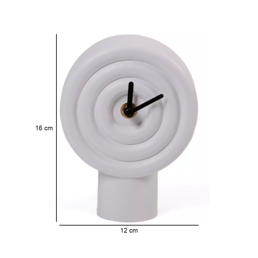 Keramische tafelklok 16 cm, 1x AA-batterij, wit