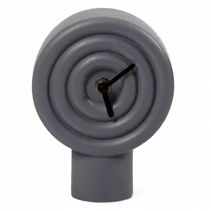 Keramische tafelklok 16 cm 1x AA grijs