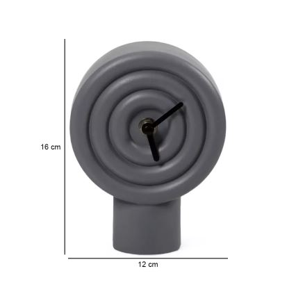 Keramische tafelklok 16 cm 1x AA grijs