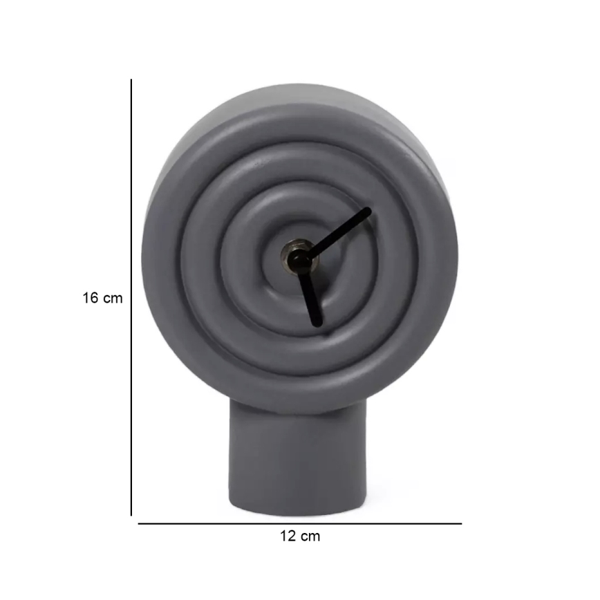 Keramische tafelklok 16 cm 1x AA grijs