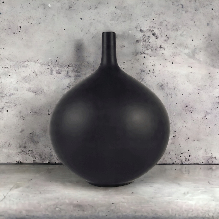 Keramische vaas 24 cm mat zwart