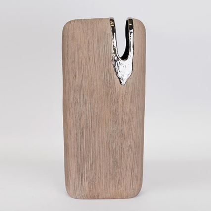 Keramische vaas 43x19,5x9,5 cm bruin/zilverkleurig
