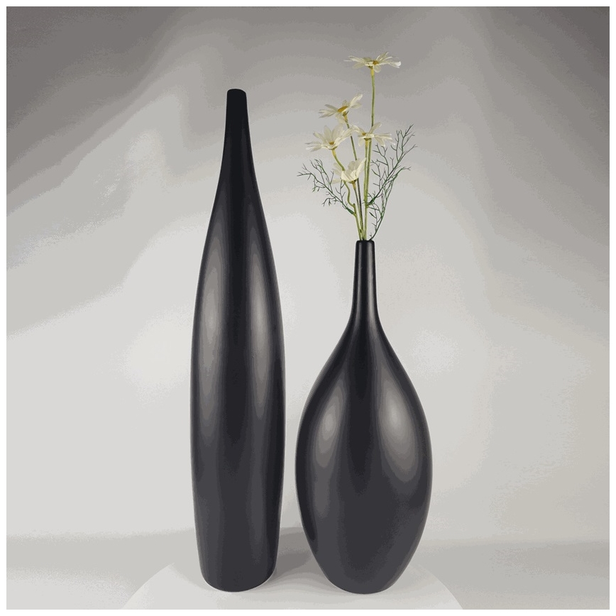 Keramische vaas 70 cm mat zwart