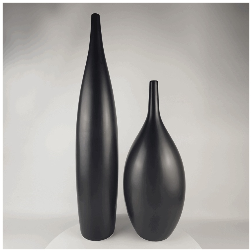 Keramische vaas 70 cm mat zwart