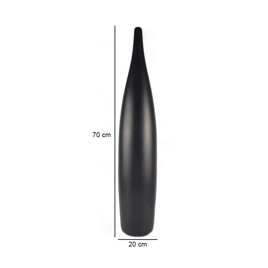 Keramische vaas 70 cm mat zwart