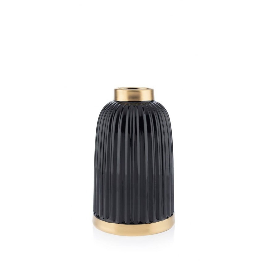 Keramische Vaas ROSIE 20,5x12 cm zwart/goud