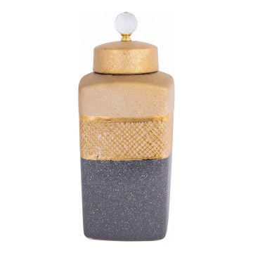 Keramische voorraadpot 36x16,5x16,5 cm grijs/goud