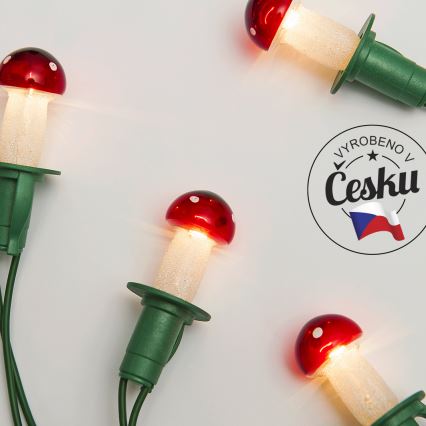 Kerst Lichtketting TOADSTOOL 12xE10/10,7m rood gemaakt in Europa