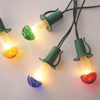 Kerst Lichtketting TOADSTOOL 12xE10 10,7m warm wit gemaakt in Europa