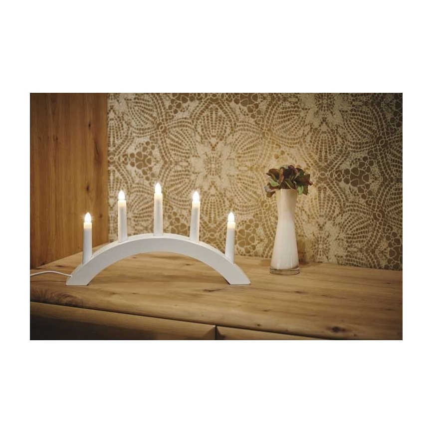 Kerstkandelaar 5xE10/15W/230V wit
