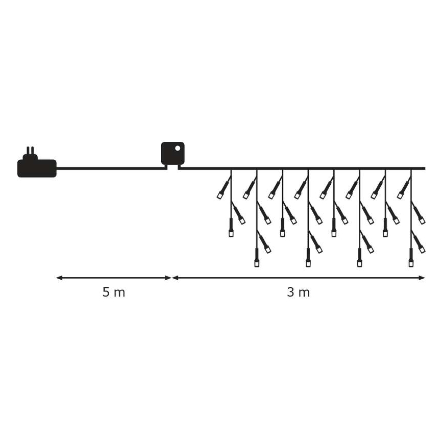 Kerstverlichting buiten CHAIN 3m 180xLED IP44