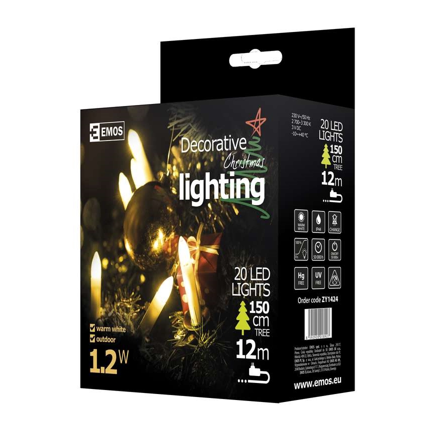 Kerstverlichting buiten XMAS 7m 20xLED IP44