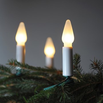 Kerstverlichting lichtketting 10,5 m FELICIA 16xE10/14V/230V wit gemaakt in Europa