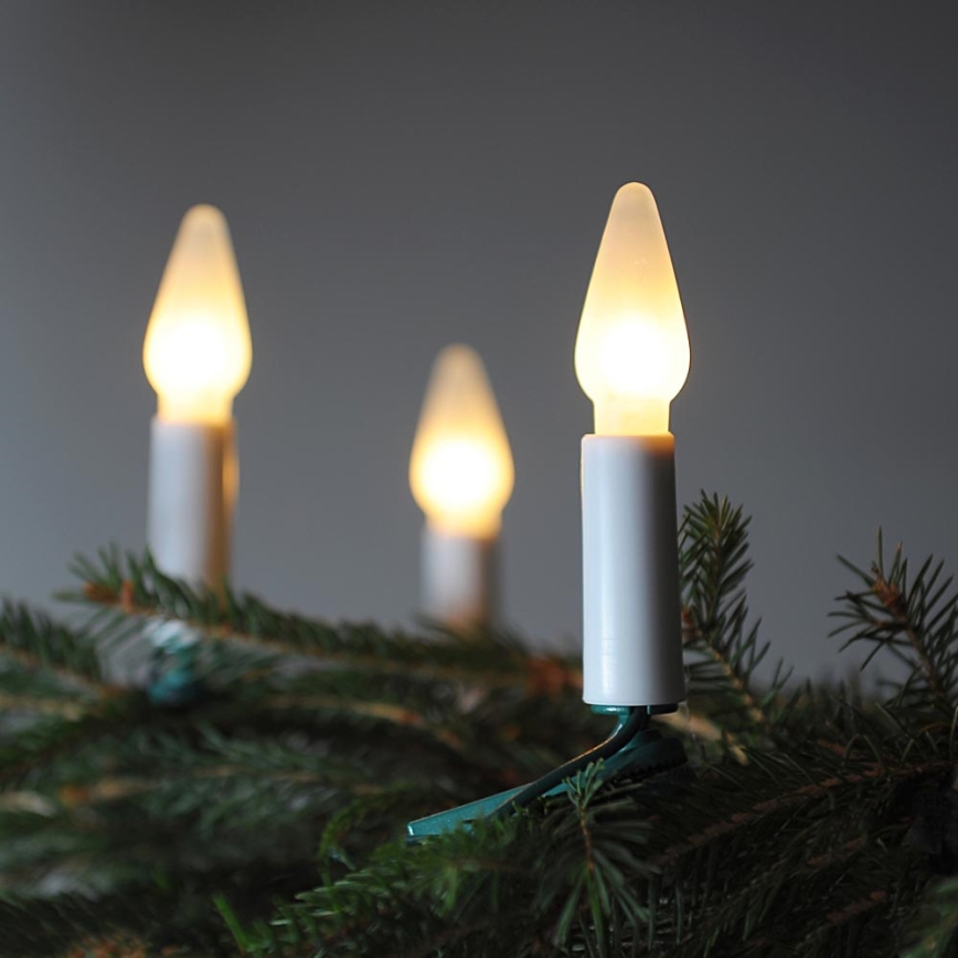Kerstverlichting lichtketting 10,5 m FELICIA 16xE10/14V/230V wit gemaakt in Europa