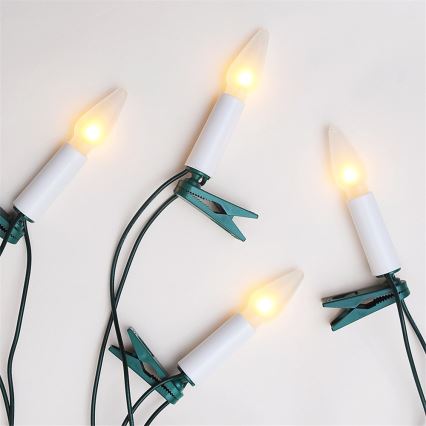 Kerstverlichting lichtketting 10,5 m FELICIA 16xE10/14V/230V wit gemaakt in Europa