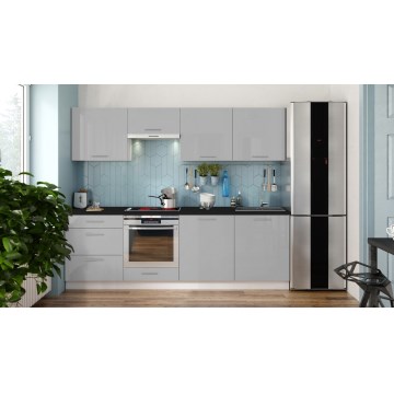 Keuken CELESTE 240 cm in glanzend grijs