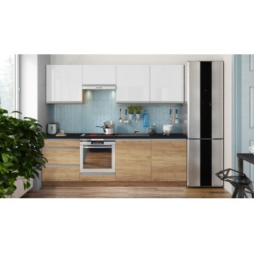 Keuken MARINA 240 cm eik craft/glanzend wit