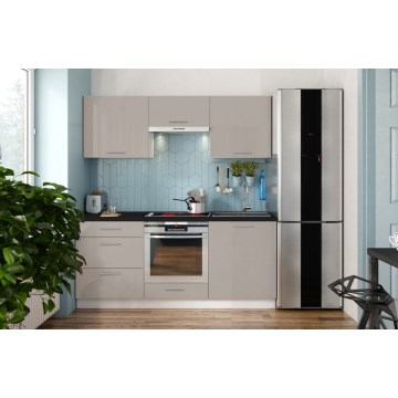 Keukenblok CELESTE 180 cm hoogglans taupe